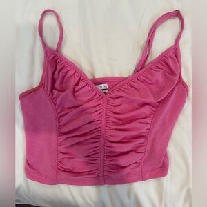 Pink Ruched Crop Top